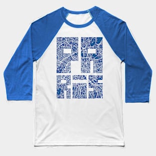 Paris, France City Map Typography - Blueprint Baseball T-Shirt